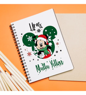 Mickey Mouse & Mutlu Yıllar Tasarımlı Defter Kişiye Özel