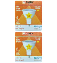 (2 Adet) Osaka 12Volt 7W (50W) Sarı (3000K) GU5.3 Duylu (İğne Bacak) Led Spot Ampul
