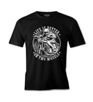 Motorcyle Life on Wheels Siyah Erkek Tshirt