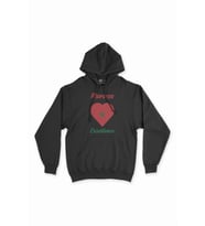Kazablanka Fas Bayraklı Kalpli Siyah Sweatshirt Hoodie