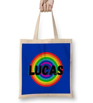 Lucas Name Custom - vintage Retro Rainbow Style Design Gift Baby-Gift For Him Bez Çanta Uzun Saplı