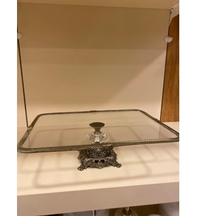 SUNUM AYAKLI DÖKÜM PİRİNÇ CAM ANTİK ESKİTME 36X26 BÜYÜKBOY