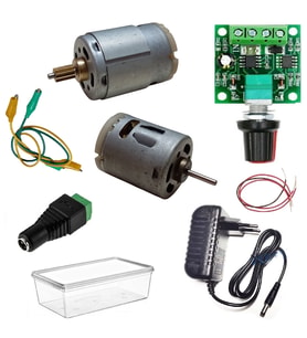DC 12V Adaptörlü Motor Hız Devri Kontrol Kartı ile 2 Tip Güçlü Motor Hız Devir PWM Ayarı Öğrenci Hobi Deney Seti