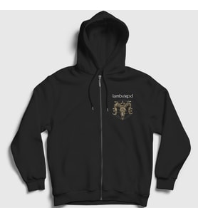 Presmono Unisex Siyah Horns Lamb Of God Fermuarlı Kapüşonlu Sweatshirt 93931tt