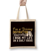 Funny Driving Instructor Teacher School Novice Driver Car Bez Çanta Uzun Saplı
