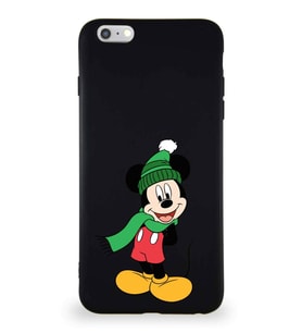 Apple iPhone 6S Plus Soft Premier Kapak Mickey Mouse-G Tasarımlı Silikon Kılıf - Siyah (Şeffaf)