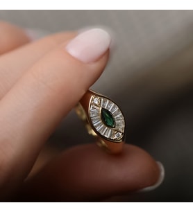 14k Altın Renkli Taşlı Göz Yüzük
