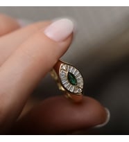 14k Altın Renkli Taşlı Göz Yüzük