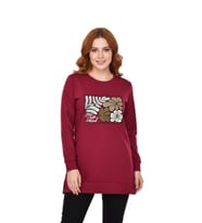 Kadın Sıfıryaka Önü Nakışlı Tunik BGL-ST05085 (Bordo)