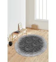 Dijital Baskılı Kaymaz Taban Yıkanabilir Yuvarlak Salon Halısı Koridor Halısı Paspas NDY-HT-244 (Siyah)