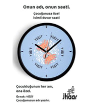 İsme Özel Yengeç Çizimi Çocuk Odası Duvar Saati Orta Boy 30 cm Siyah Camlı Sessiz
