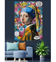 İnci Küpeli Kız Popart Dekoratif Kanvas - Mdf Ahşap Tablo