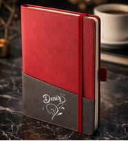 BK Gift Kişiye Özel Kırmızı Termo Deri Defter -5, Kartvizit Bölmeli, Çizgili Ivory Kağıt