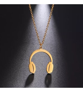 Kişiye Özel 925 Ayar Gümüş Kulaklık Kolye (Gold)