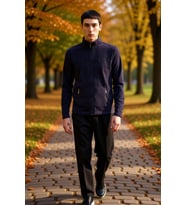 Erkek Dik Yaka Standart Kol Fermuarlı Polar Sweatshirt Fonksiyonel Dayanıklı Kaliteli Spor