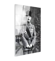 Tamperli Gerçek Cam Tablo Atatürk Madalyalı Mareşal Atatürk Tablosu Duvar Dekoru