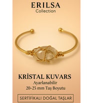 Sertifikalı Doğal Kristal Kuvars Taşı Ayarlanabilir 24K Altın Kaplama Bileklik 20-25 mm (Çok Renkli)