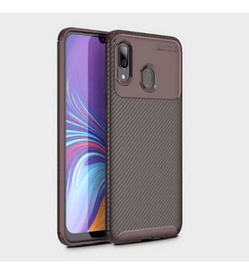 Samsung Galaxy A20 Kılıf Esnek Soft Karbon Tasarım Legion Serisi (Kahverengi)