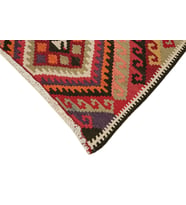 Kırmızı Kilim Dokuma Geometrik Desenli Etnik Tarz Mat Yüzeyli El Dokuma Koridor Kilimi