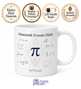 Matematikçiye Pi Sayısı Geometrik Formül Teorem Hediye Kupa Bardak