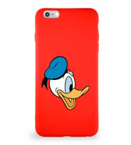 Apple iPhone 6 Plus Soft Premier Kapak Donald Duck-F Tasarımlı Silikon Kılıf - Kırmızı (Şeffaf)