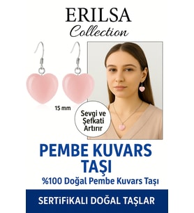 Sertifikalı Kalp Model Pembe Kuvars Küpe – Sevgi, Şefkat ve Duygusal Uyum Taşı (Çok Renkli)
