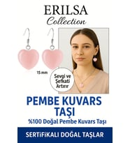 Sertifikalı Kalp Model Pembe Kuvars Küpe – Sevgi, Şefkat ve Duygusal Uyum Taşı (Çok Renkli)