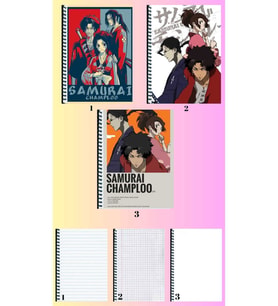 samurai champloo 3 adet defter A4 büyük boy 72 sayfa çizgili_kareli_çizgisiz defter seti