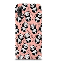 Huawei Y6 2019 Uyumlu Lansman Kılıf Panda Tasarımlı İçi Kadife Kapak-Pembe (Şeffaf)