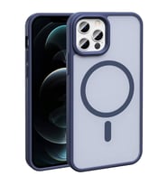 Vendas iPhone 12 Pro Kılıf Magsafe Şarj Özellikli Mat Arka Yüzey Zore Sio Kapak (Lacivert)