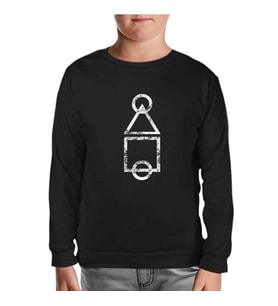 Squid Game - Logo Brush Siyah Çocuk Sweatshirt