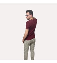 İtibar & Erkek V Yaka T-Shirt & Slim Fit (Bordo)