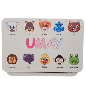 İsimli Ahşap Montessori Oyuncak Puzzle, Yenidoğan Bebek - Doğum Günü - Baby Shower Hediyesi Set 3