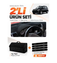CHERY TİGGO 5 (2013-2015) Uyumlu Torpido Örtüsü + Tay Tüyü Bagaj Çantası + Sticker Seti - Siyah