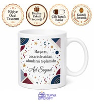 Terfi Kutlama Hediyesi Karışık Desenli Baskılı Kupa Bardak Terfi Alan İçin Hediye