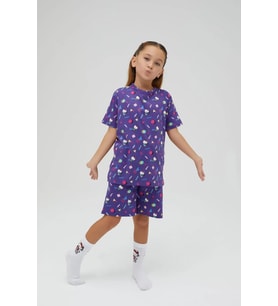 Kız Çocuk Kısa Kollu Şortlu Pamuklu Pijama Takımı (Çok Renkli)
