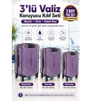3’lü Şeffaf Su Geçirmez PVC Valiz, Bavul Koruyucu Kılıf Seti (Büyük + Orta + Kabin)