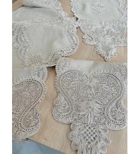 Salon Takımı Çeyizlik Gold Runner Set 5 Parça Keten Ranır Masa Konsol Sehpa Örtüsü Gerdan