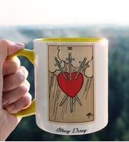 Kişiye Özel Tarot Kartı Tasarımlı Sarı Kupa Bardak Model-9