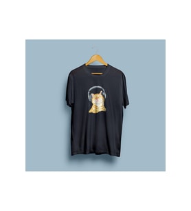 Oversize Müzik Dinleyen Kedi Tasarım Unisex T-shirt