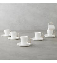 BK Gift Ivory Porselen 12 Parça 6 Kişilik Kahve Fincan Takımı 85 ml Beyaz-Gold – Şık Sunum Seti