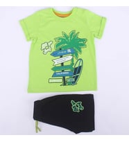 Erkek Çocuk Yeşil Laci Summer Time Yazılı Tabela Baskılı Şortlu 2'li Takım