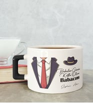 BK Gift Kişiye Özel Babalar Günü Tasarımlı Siyah Kulplu Çay & Kahve Fincanı-4, Babaya Hediye, Babalar Günü Hediyesi
