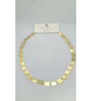 Texture Gold Renk Dokulu Kare Plaka Kolye (40+5 cm)