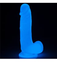 OdinsShop Gece Parlayan Fosforlu 19 cm Realistik Vantuzlu Şeffaf Dildo Penis
