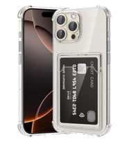 Teknomoda Apple iPhone 16 PRO Kılıf Kartlıklı Anti Şok Korumalı Şeffaf Silikon Şeffaf Açık