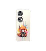 Huawei P50 Pro ile Uyumlu Splash Tilki Tasarımlı Şeffaf Silikon Kılıf