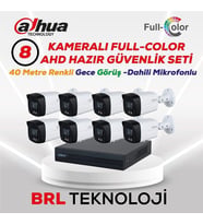 Dahua 8 Kameralı 40 Metre Renkli Gece Görüşlü Fullhd Dahili Mikrofonlu Kamera Seti