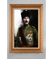 Çerçeveli Paspartulu Atatürk Tablo a776 (Gold)