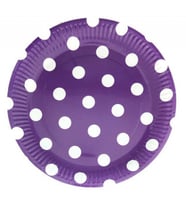 Tabak karton mor puantiyeli 23cm p8-